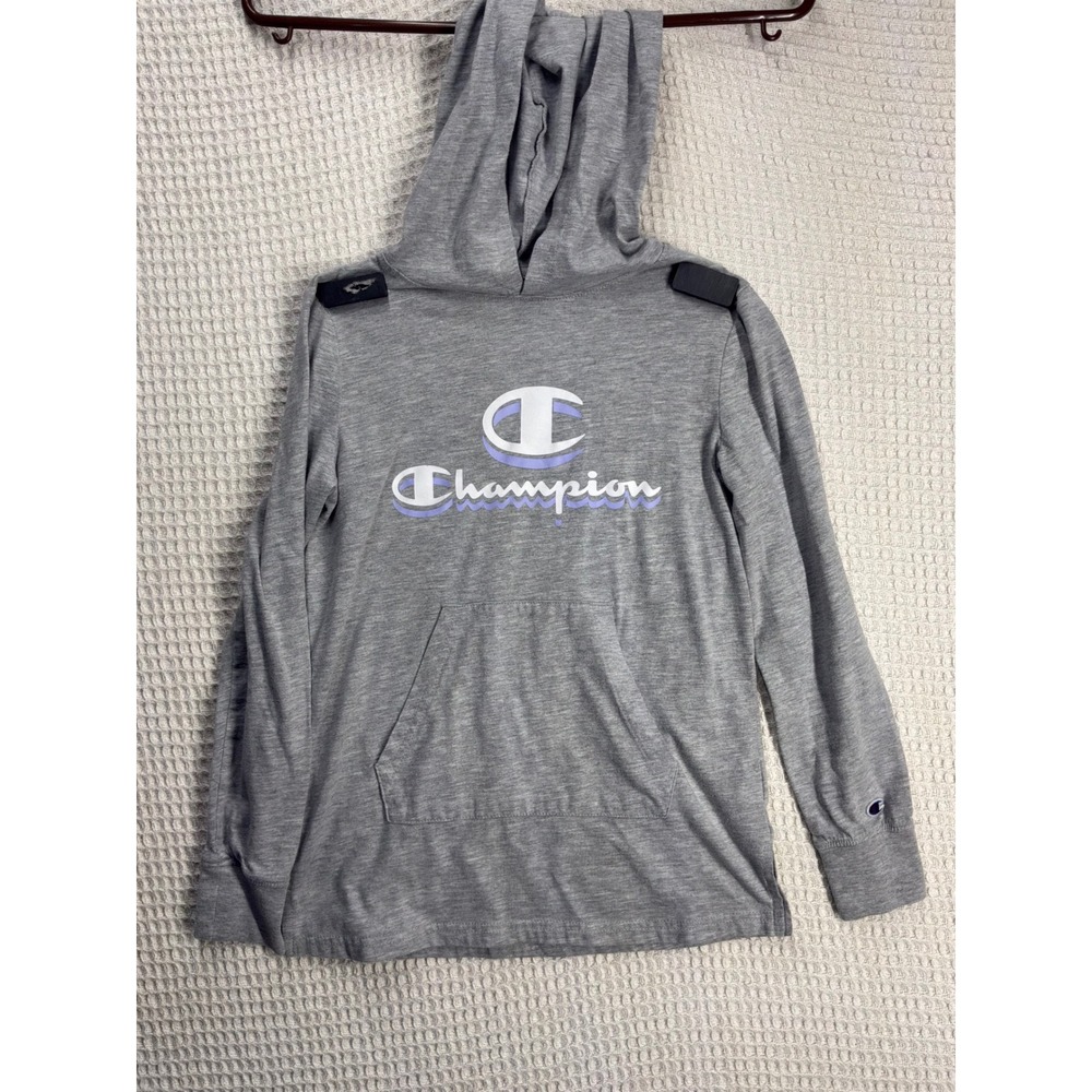 Athleisure Girls Champion Graphic Logo Hoodie L Gray